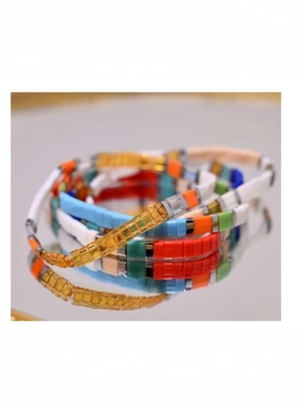New set of 4 Tila bead Bracelets or Surfer's bracelets